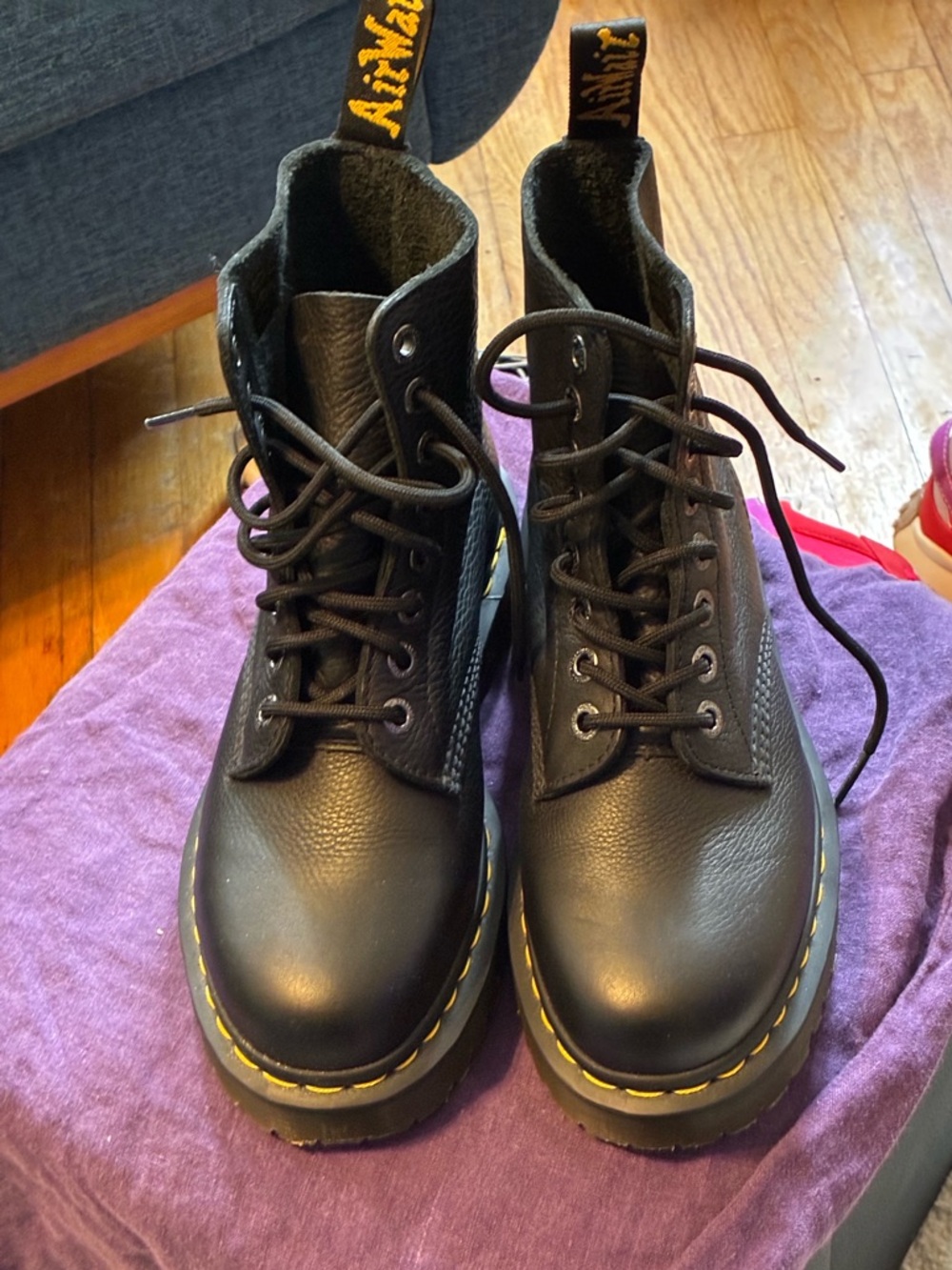 Dr. Martens pascal pebbled black leather boots NWOT